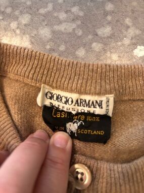 Giorgio Armani Camel Cashmere Button Cardigan